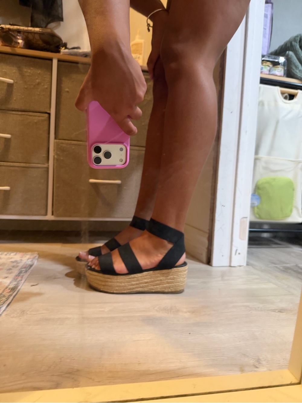 Steve Madden Black Espadrille Platform Sandals with Ankle Straps